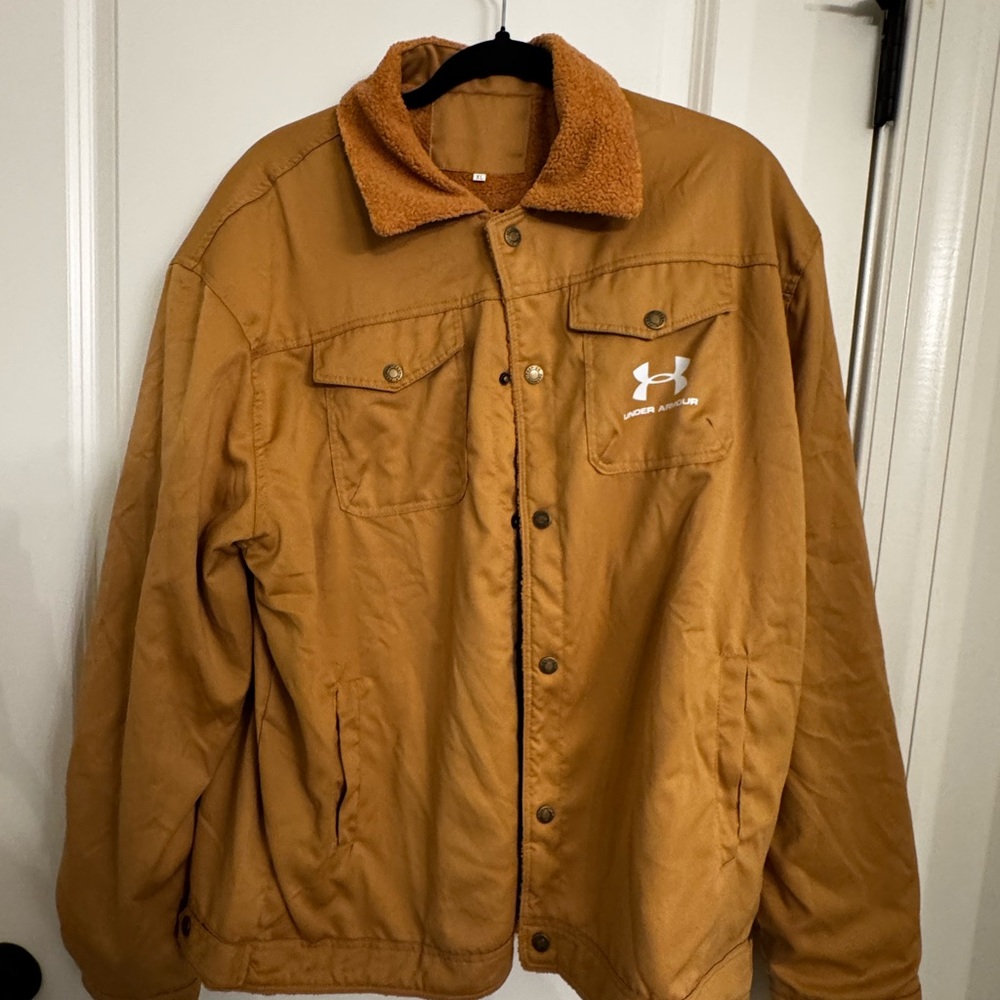 Under Armour Sherpa Lined Tan Jacket Men’s XL Button Front Workwear Coat